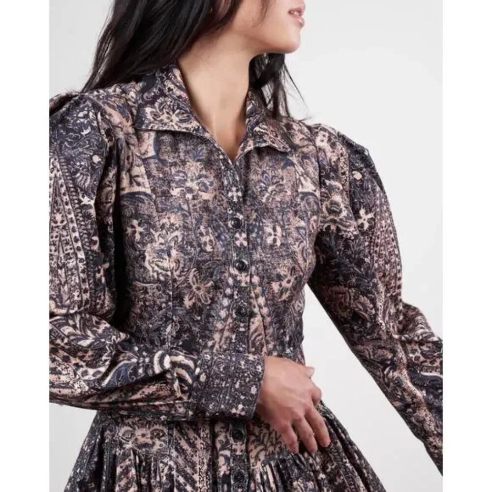 Ulla Johnson Lucinda Puff Sleeve Victorian Inspired Collared Maxi Dress size 2 - Picture 8 of 14